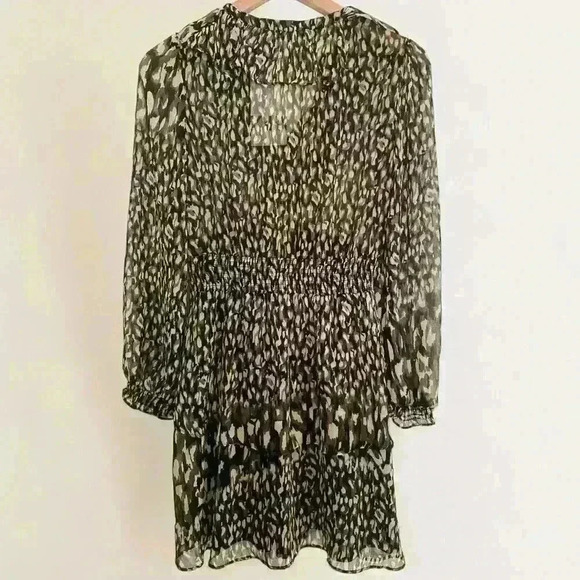 NWT Zara Women's Animal Print‎ Ruffle Long Sleeve Mini Dress - Picture 2 of 5